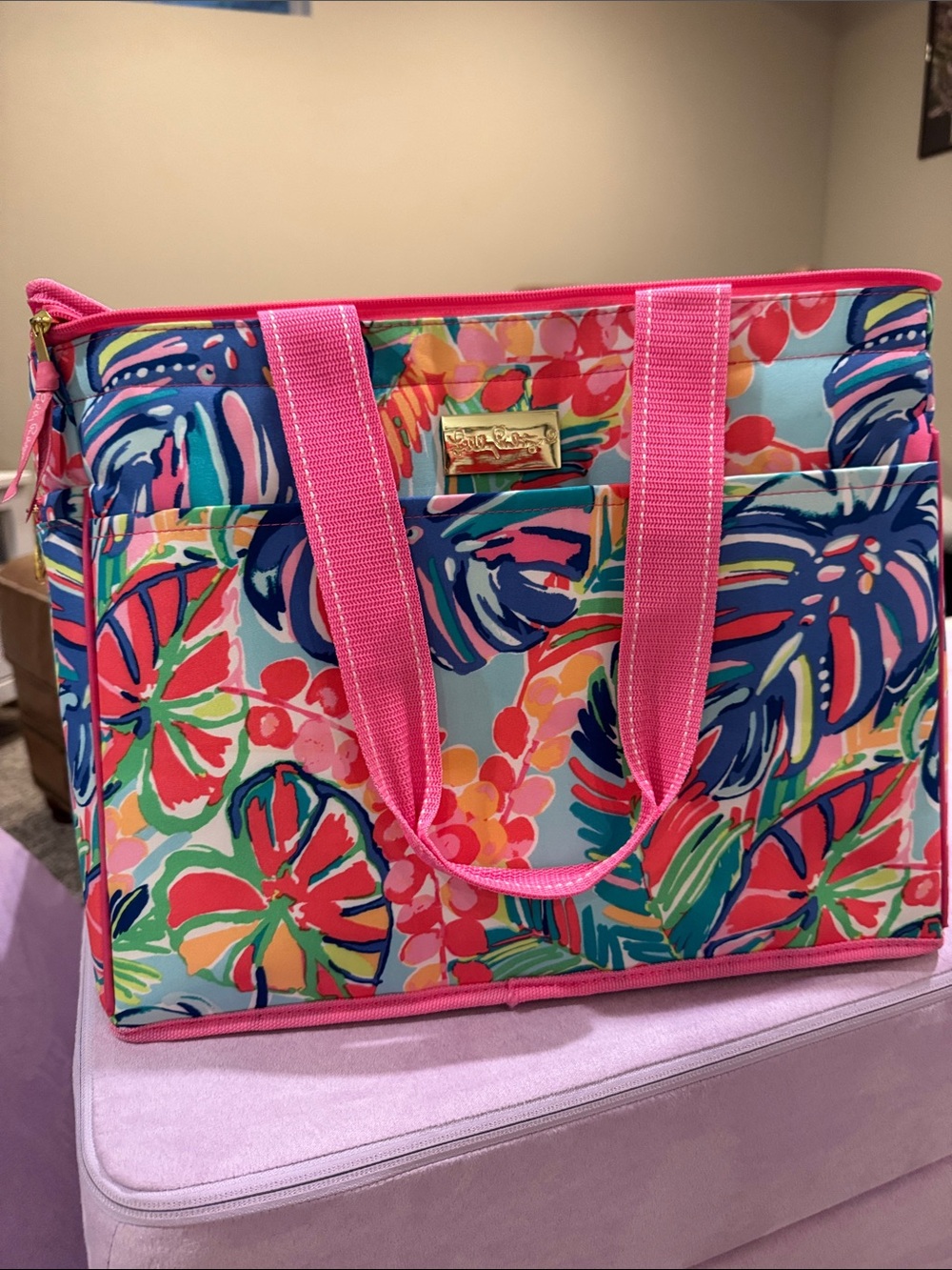 Lilly Pulitzer Floral Tropical Tote in Pink, Blue, Green